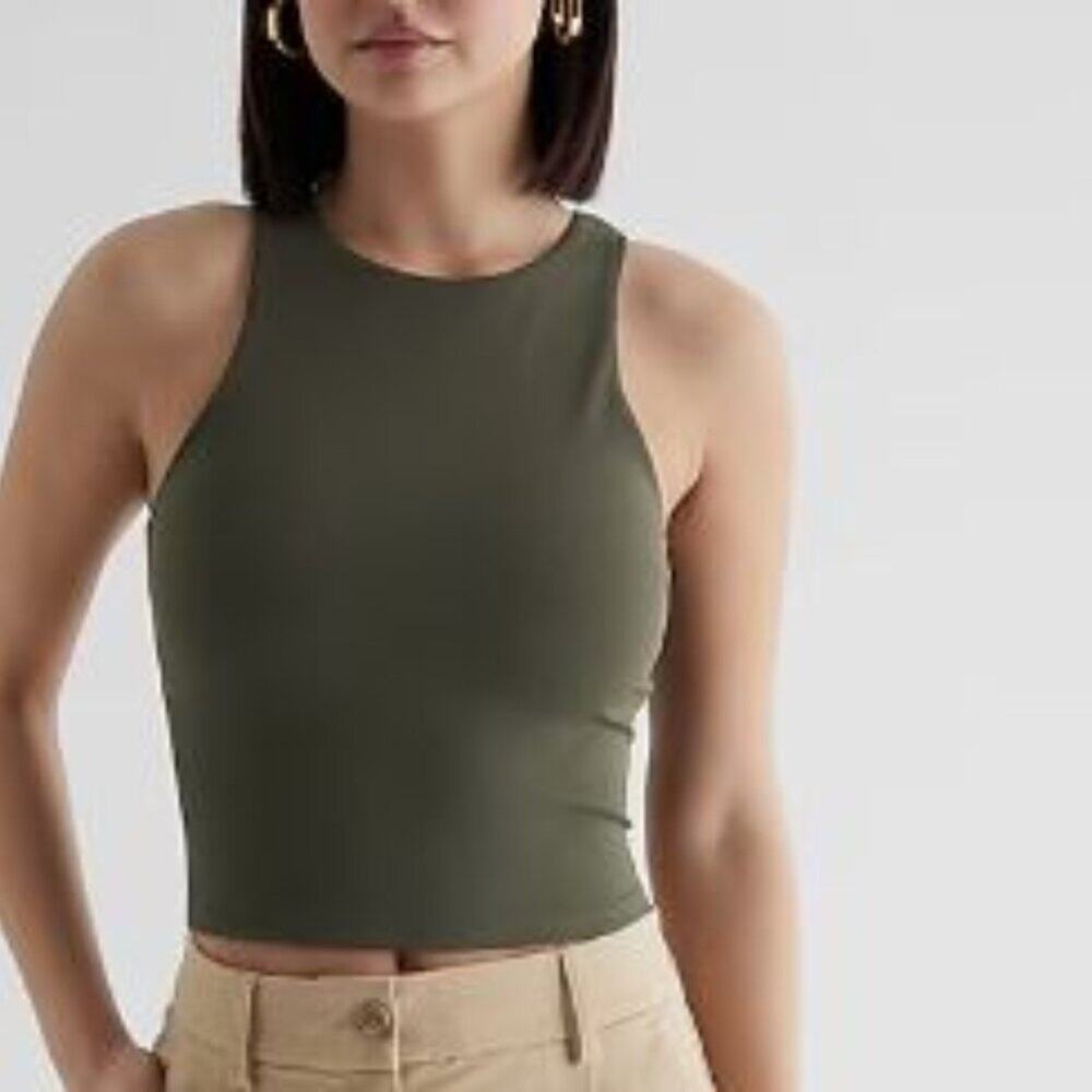 NWT, Express • Body Contour High Compression High Neck Cropped Tank
